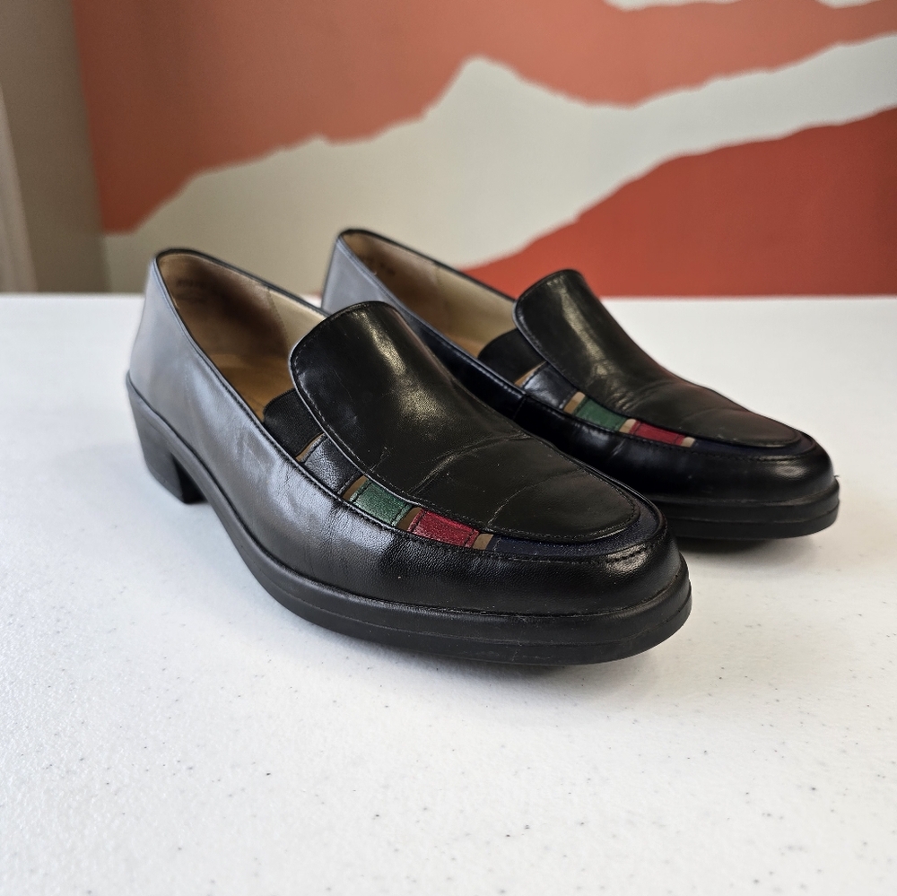 Gabor Black Leather Loafer Women's 6.5 Office Business‎ Casual